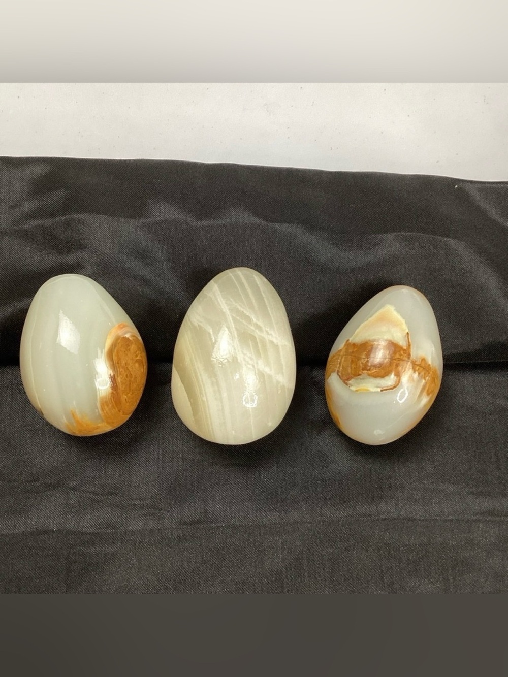 Lot of 3 Stone Eggs Home Easter Decor